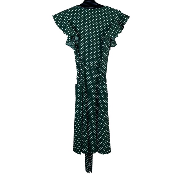 Unbranded Women's Green Polka Dot Button Down Swing Midi Dress Size Small - Picture 4 of 11
